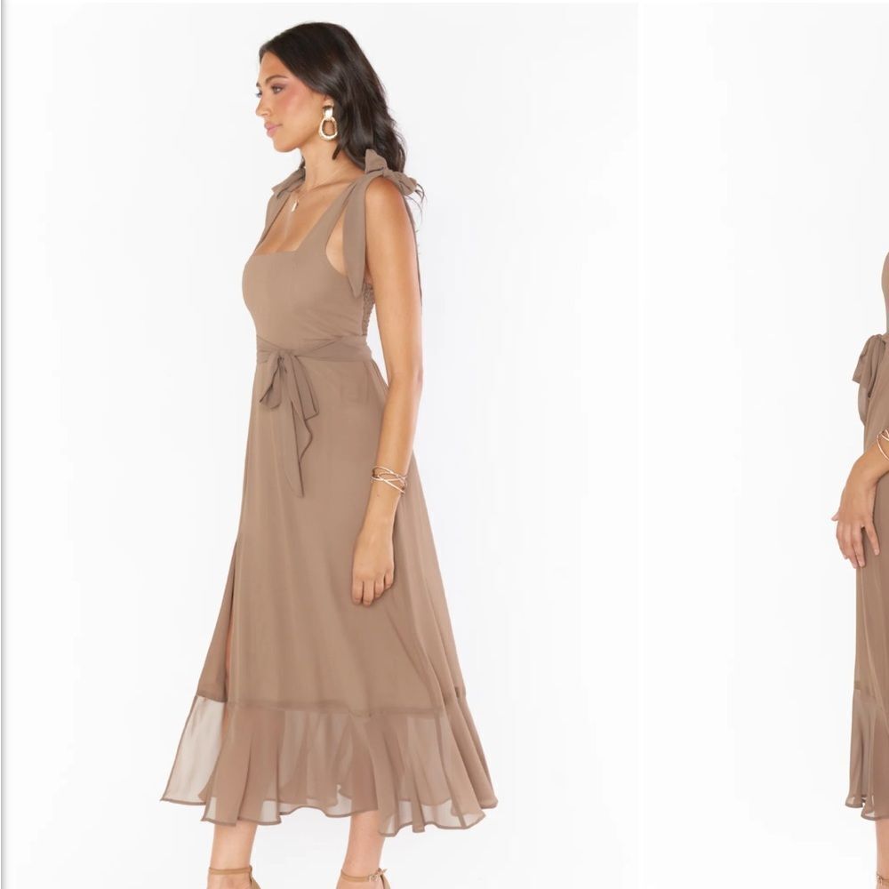 NWT Show Me Your MuMu Claire Dune Chiffon Midi Dress - Picture 3 of 12